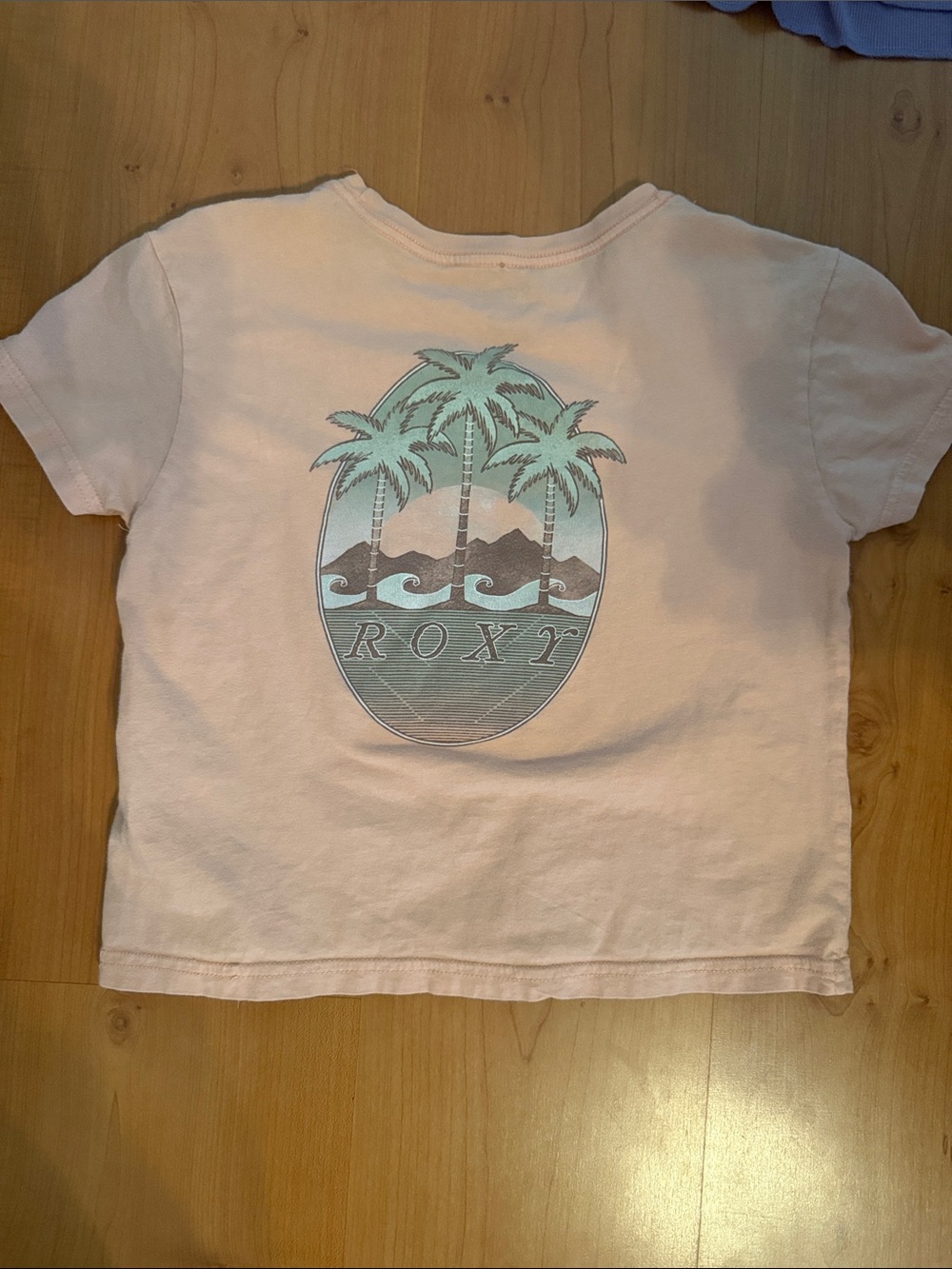 Roxy Light Pink Tee with Mint Palm Graphic